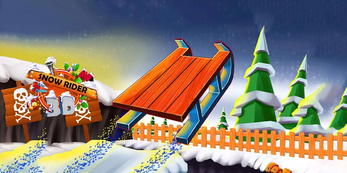 Snow Rider 3D gameplay screenshot and banner
